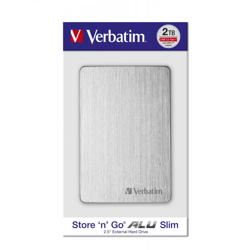 Verbatim Store 'n' Go ALU Slim nešiojamas kietasis diskas 1TB sidabrinis