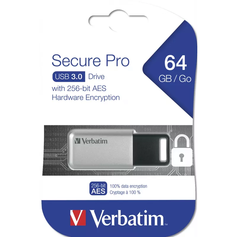 Verbatim Secure Pro USB 3.0 atmintinė 64 GB sidabrinė