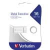 USB atmintukas VERBATIM Metal Executive 16 GB, USB 2.0 Type-A, sidabrinis, be dangtelio