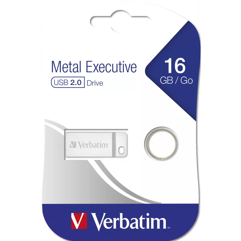 USB atmintukas VERBATIM Metal Executive 16 GB, USB 2.0 Type-A, sidabrinis, be dangtelio