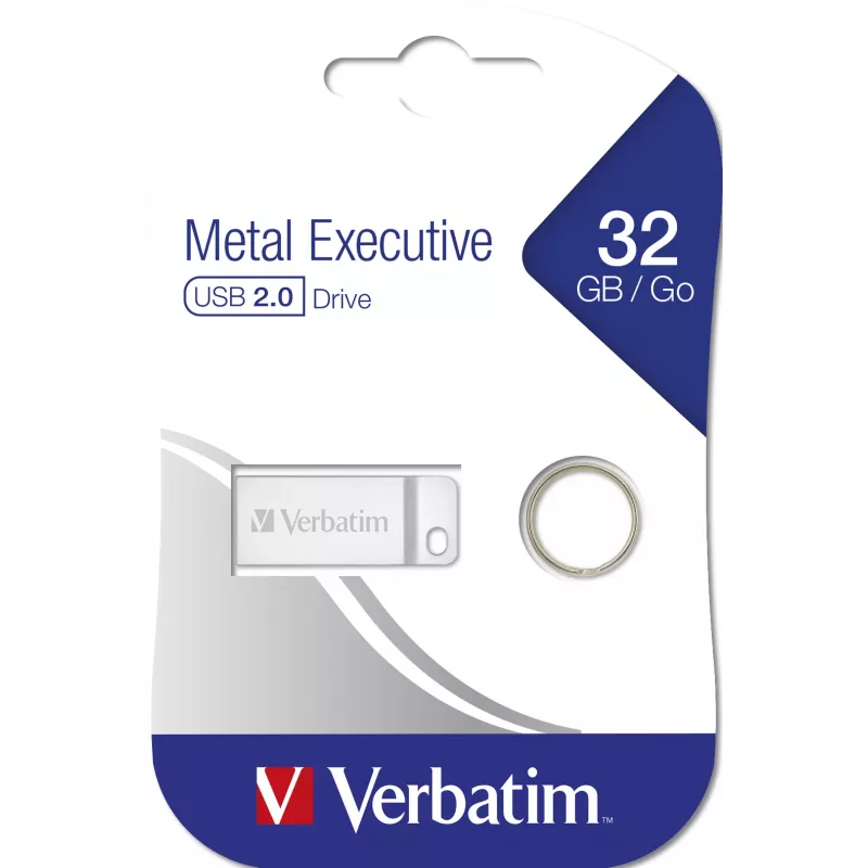 Verbatim Metal Executive 32 GB USB atmintukas – sidabrinis, USB-A 2.0, be dangtelio