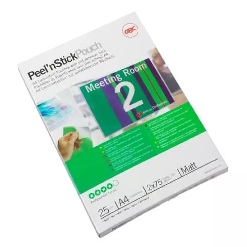 GBC laminavimo maišeliai A4 lipnūs matiniai 75 mikronai, blizgūs, A4, 0,15 mm, 25 vnt.