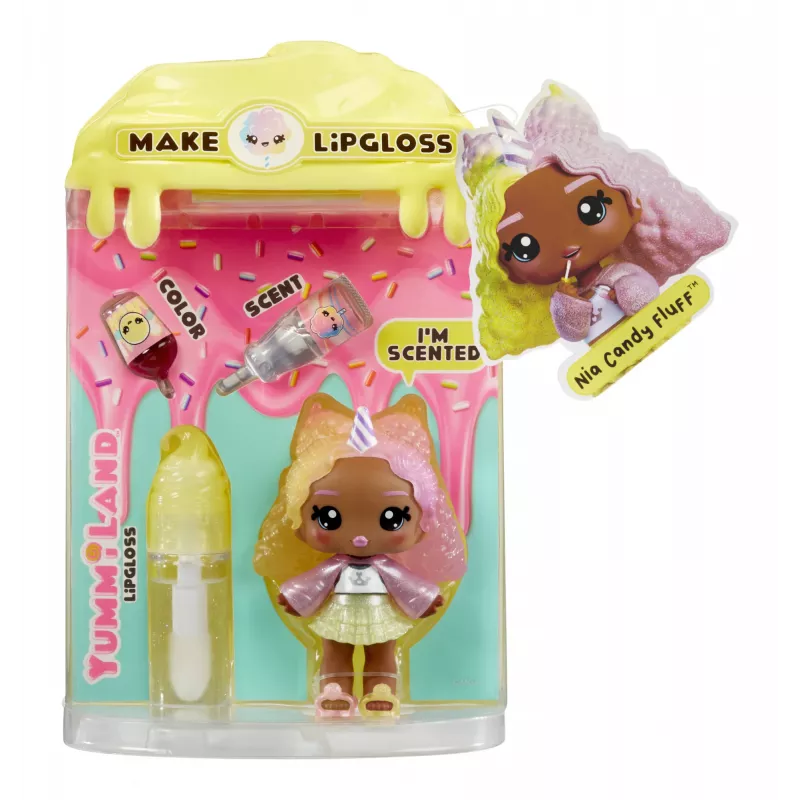 MGA Entertainment Yummiland lūpų blizgesio lėlė 2 serija – Cotton Candy (Nia Candy Fluff)