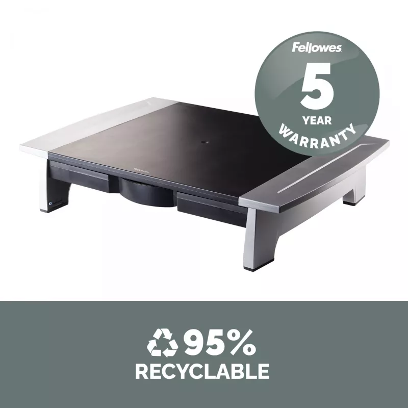 Ergonomiškas monitoriaus stovas Fellowes su 5 aukščio reguliavimais, iki 36 kg, 28 colių, grafitas