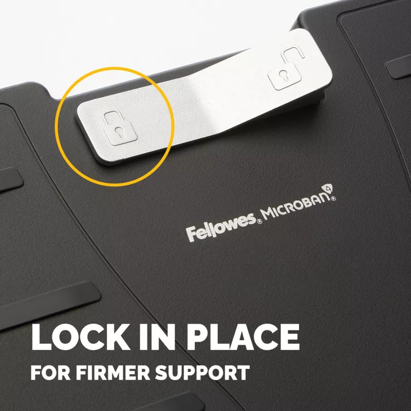 Fellowes kojų atrama po stalu – Office Suites ergonomiška kojų atrama su 3 aukščio reguliavimo padėtimis ir antibakterine technologija – juoda