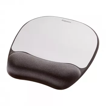 Pelėdos kilimėlis su riešo atrama Fellowes - Atminties putų pelės kilimėlis su minkšta pagalve - Ergonominis pelės kilimėlis kompiuteriui, nešiojamam kompiuteriui, namų biurui - Suderinamas su lazerinėmis ir optinėmis pelėmis - Sidabrinis