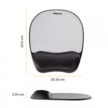 Pelėdos kilimėlis su riešo atrama Fellowes - Atminties putų pelės kilimėlis su minkšta pagalve - Ergonominis pelės kilimėlis kompiuteriui, nešiojamam kompiuteriui, namų biurui - Suderinamas su lazerinėmis ir optinėmis pelėmis - Sidabrinis