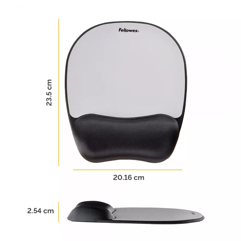 Pelėdos kilimėlis su riešo atrama Fellowes - Atminties putų pelės kilimėlis su minkšta pagalve - Ergonominis pelės kilimėlis kompiuteriui, nešiojamam kompiuteriui, namų biurui - Suderinamas su lazerinėmis ir optinėmis pelėmis - Sidabrinis