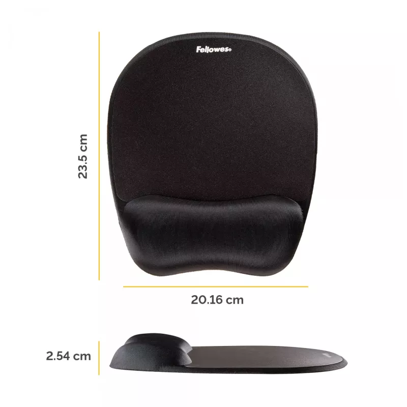 Fellowes pelės kilimėlis su riešo atrama, Memory Foam, ergonomiškas, juodas
