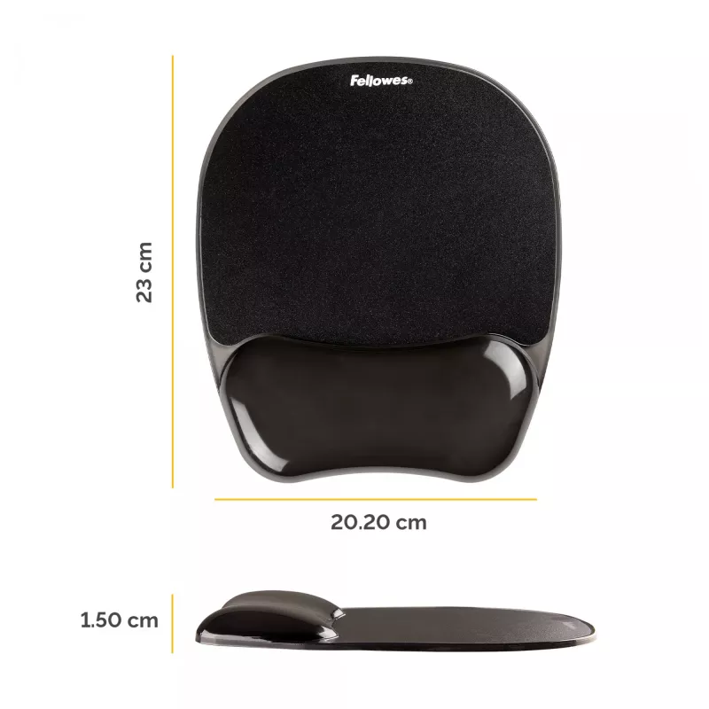 Pelės kilimėlis Fellowes Crystals Gel su gelio riešo atrama, juodas, 202×230 mm, 340 g