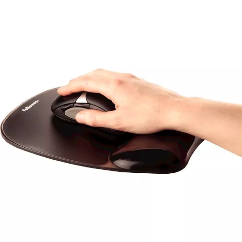 Pelės kilimėlis Fellowes Crystals Gel su gelio riešo atrama, juodas, 202×230 mm, 340 g