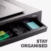 Pakovas Fellowes Designer Suites reguliuojamo aukščio monitoriaus stovas su 3 aukščio padėtimis, juodas/perlamutrinis