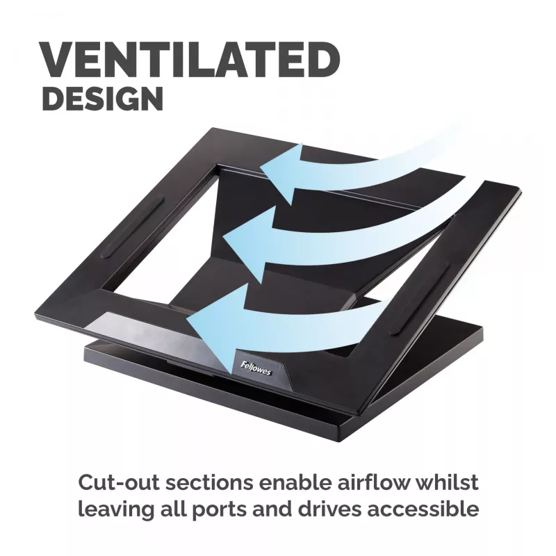 Fellowes Designer Suites stovas nešiojamam kompiuteriui, juodas, plastikinis, 43,2 cm (17 colių), 11,3 kg
