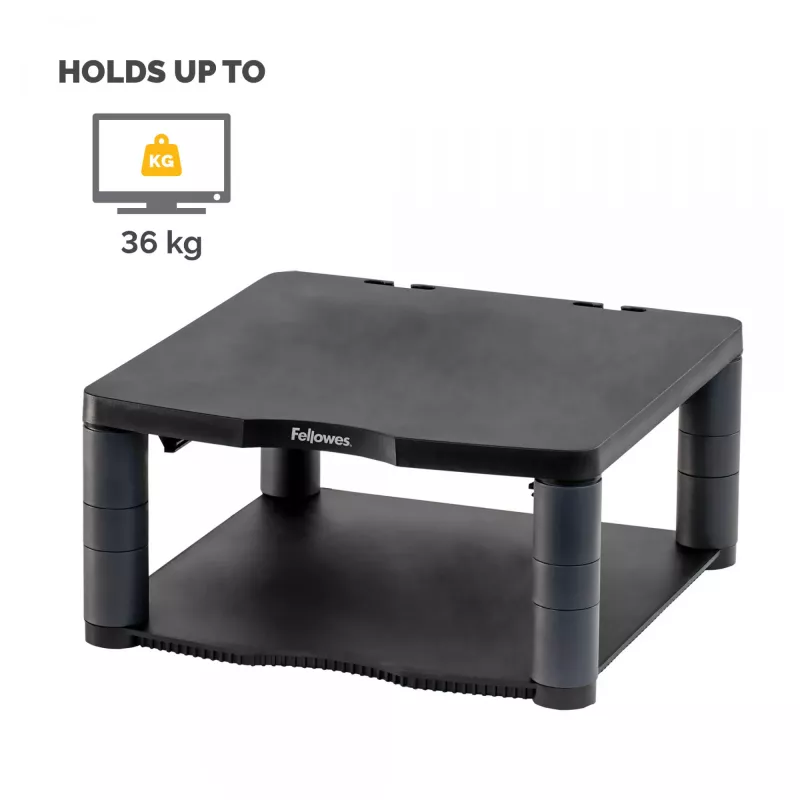 Fellowes Premium Monitor Riser Graphite – reguliuojamas stovas monitoriui, laisvai pastatomas, 36 kg, 53,3 cm (21 colis), aukščio reguliavimas, grafitas