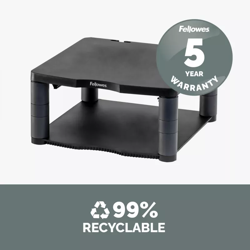 Fellowes Premium Monitor Riser Graphite – reguliuojamas stovas monitoriui, laisvai pastatomas, 36 kg, 53,3 cm (21 colis), aukščio reguliavimas, grafitas