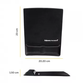 Fellowes pelės kilimėlis su riešo atrama Health-V, antibakterinė apsauga, ergonomiškas, juodas