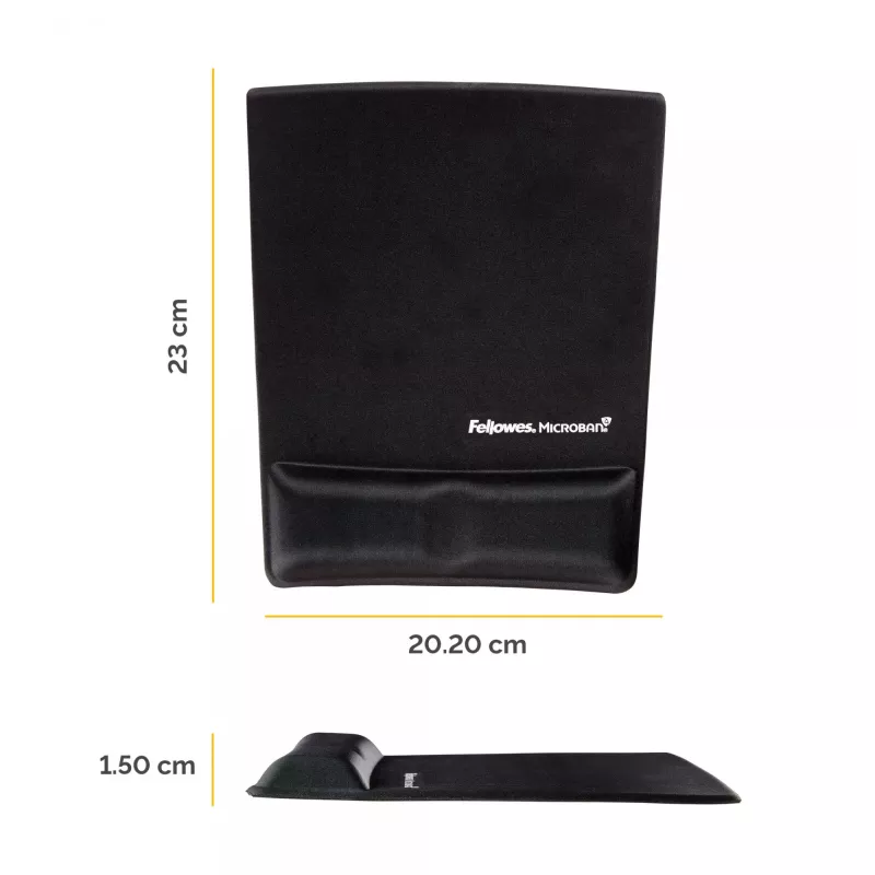 Fellowes pelės kilimėlis su riešo atrama Health-V, antibakterinė apsauga, ergonomiškas, juodas