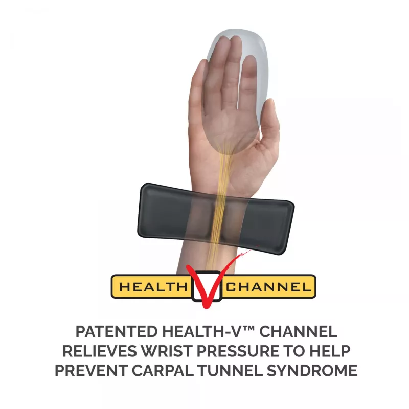 Fellowes pelės kilimėlis su riešo atrama Health-V, antibakterinė apsauga, ergonomiškas, juodas