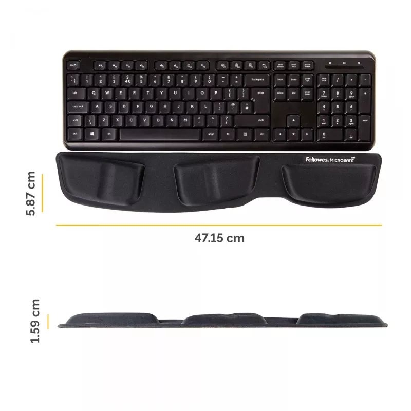 Fellowes klaviatūros riešo atrama Health-V su antibakterine apsauga – ergonomiška riešo atrama kompiuteriui, nešiojamam kompiuteriui, darbui namuose – juoda