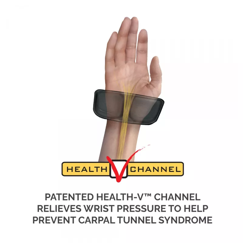 Fellowes klaviatūros riešo atrama Health-V su antibakterine apsauga – ergonomiška riešo atrama kompiuteriui, nešiojamam kompiuteriui, darbui namuose – juoda