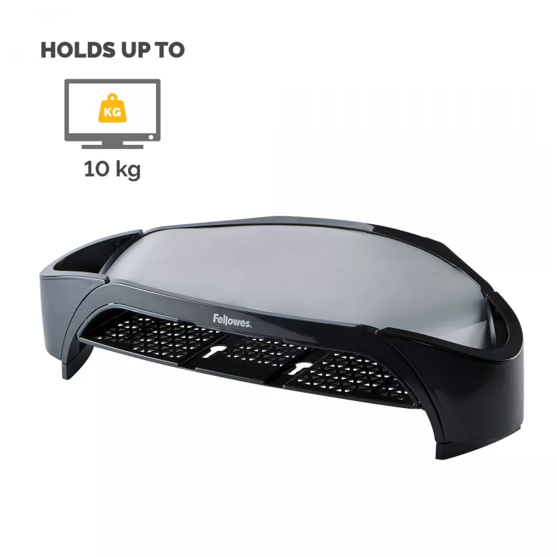 Fellowes reguliuojamas monitoriaus stovas Smart Suites Monitor Riser Plus, 3 aukščio padėtys, iki 10 kg, iki 21 colių, juodas