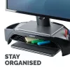 Fellowes reguliuojamas monitoriaus stovas Smart Suites Monitor Riser Plus, 3 aukščio padėtys, iki 10 kg, iki 21 colių, juodas