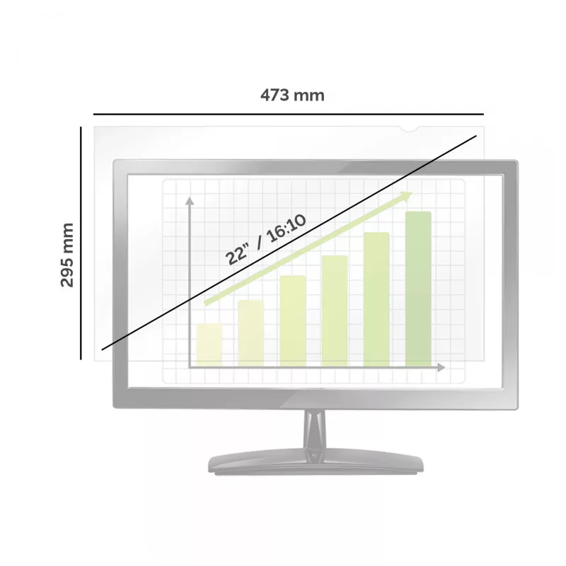 Fellowes PrivaScreen privatumo filtras, 55,9 cm (22 colių), 16:10, monitoriui, berėmis ekrano apsaugos filtras, antirefleksinis, privatumas, 110 g