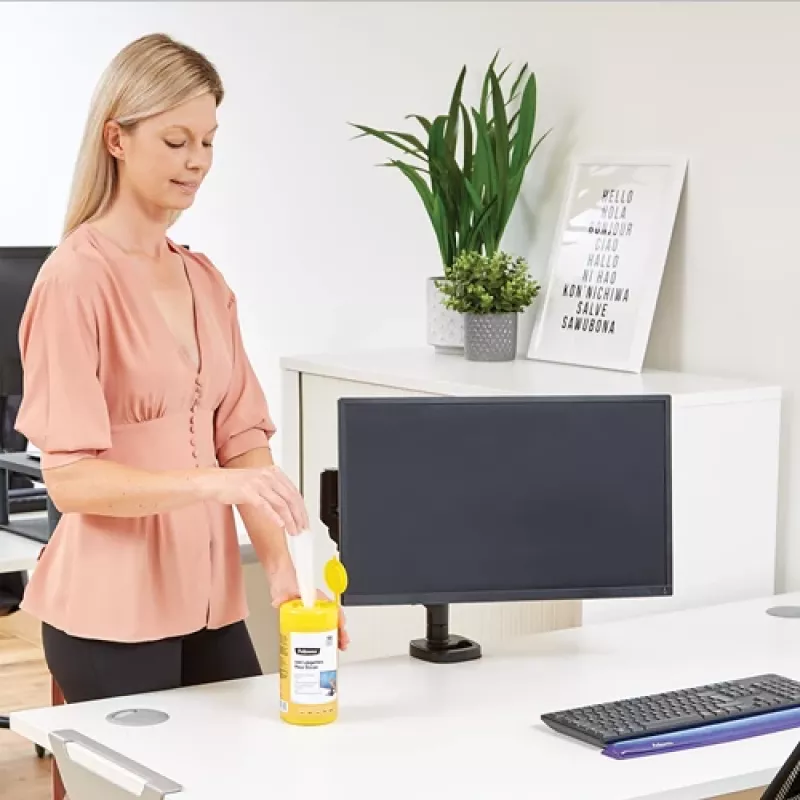 Fellowes 100 drėgnos servetėlės ekranų valymui, LCD/TFT/Plasma, įvairiaspalvės, 82x82x170 mm