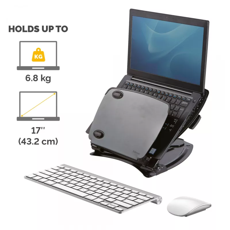 Fellowes Professional Series stovas nešiojamam kompiuteriui, juodas, metalinis, 85–245 mm