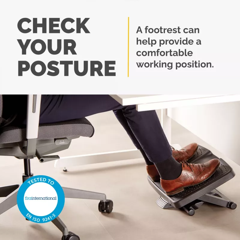 Fellowes Professional Series pėdų atrama Ultimate Foot Support, 3 aukščio reguliavimai, masažinis paviršius, juoda