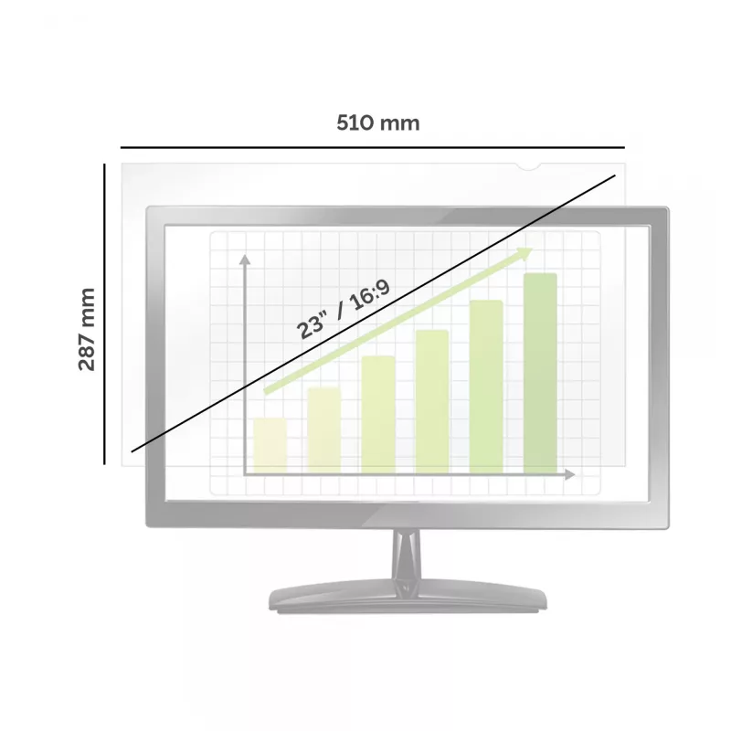 Fellowes 23 colių privatumo filtras PrivaScreen, 58,4 cm, 16:9, be rėmelio, antirefleksinis