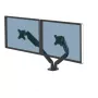 Fellowes Platinum Series Dvigubas monitoriaus laikiklis – dviejų ekranų tvirtinimas prie stalo, 8 kg, 40 colių, reguliuojamas, pasvirimas 45°, pasukimas 180°, sukimas 360°, VESA 75x75/100x100, juodas