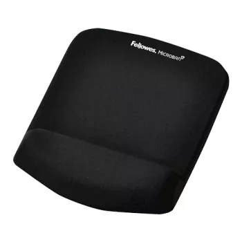 Fellowes pelės kilimėlis su riešo atrama PlushTouch – neslystantis guminis pagrindas, antibakterinė apsauga, ergonomiškas, juodas