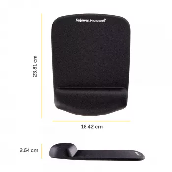 Fellowes pelės kilimėlis su riešo atrama PlushTouch – neslystantis guminis pagrindas, antibakterinė apsauga, ergonomiškas, juodas