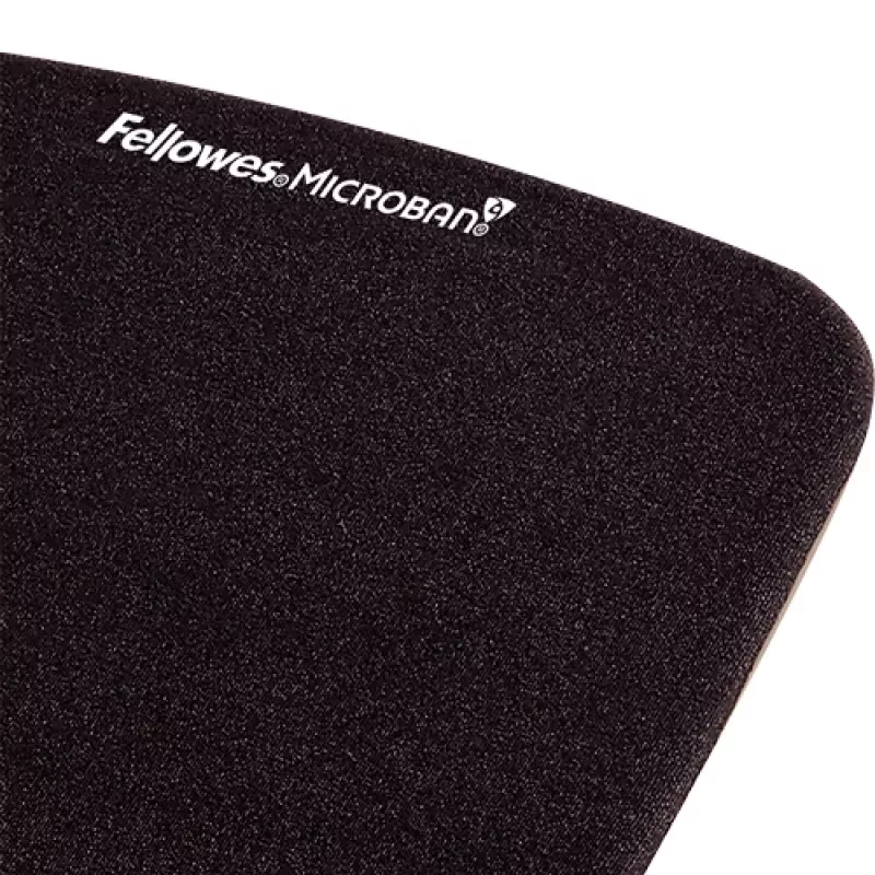 Fellowes pelės kilimėlis su riešo atrama PlushTouch – neslystantis guminis pagrindas, antibakterinė apsauga, ergonomiškas, juodas