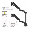 Fellowes Platinum Series dviejų monitorų laikiklis – dvigubas monitorių stovas iki 8 kg, 27 colių ekranams – reguliuojamas pakreipimas 45°, pasukimas 180°, sukimas 360°, VESA 75x75/100x100 – juodas
