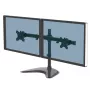 Fellowes Seasa Dvigubas Monitoriaus Laikiklis - Laisvai Pastatomas Monitoriaus Stovas 8KG 27 colių Ekranams - Ergonomiškas Reguliuojamas Monitoriaus Laikiklis - Pakreipimas 45° Pasukimas 120° Sukimas 360°, VESA 75 x 75/100 x 100 - Juodas