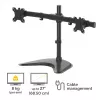 Fellowes Seasa Dvigubas Monitoriaus Laikiklis - Laisvai Pastatomas Monitoriaus Stovas 8KG 27 colių Ekranams - Ergonomiškas Reguliuojamas Monitoriaus Laikiklis - Pakreipimas 45° Pasukimas 120° Sukimas 360°, VESA 75 x 75/100 x 100 - Juodas