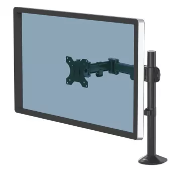 Fellowes Reflex monitor laikiklis – reguliuojamas monitoriaus stovas iki 8 kg, 32 colių ekranams, pasvirimas 45°, sukimas 180°, pasukimas 360°, VESA 75x75/100x100, juodas