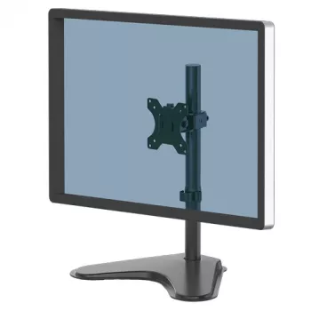 Fellowes Seasa Vieno Monitoriaus Stovas – Laisvai Pastatomas Monitoriaus Laikiklis 8 kg, 32 colių Ekranams – Ergonomiškas Reguliuojamas Monitoriaus Stovas – Pakreipimas 45°, Pasukimas 120°, Sukimas 360°, VESA 75x75/100x100 – Juodas