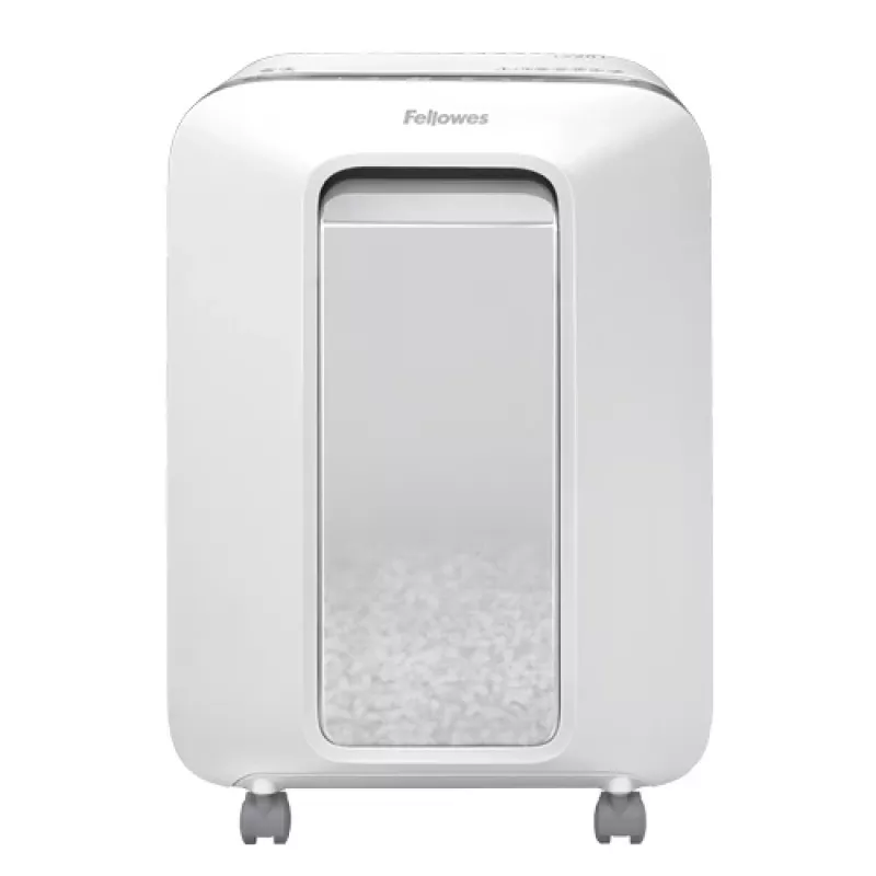 Fellowes Powershred LX201 mikro smulkinimo popieriaus smulkintuvas baltas, mikro smulkinimas, 23 cm, 2 x 12 mm, 22 l, Touch, 4 ratai