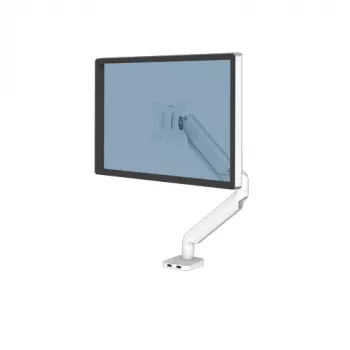 Fellowes Platinum Series monitorinis laikiklis - monitoriaus stovas 8 kg, iki 40 colių ekranams - reguliuojamas stalinis laikiklis - pakreipimas 45°, pasukimas 180°, sukimas 360°, VESA 75x75/100x100 - baltas
