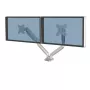 Dvigubas monitoriaus laikiklis Fellowes Platinum Series – montuojamas ant stalo, 2x8 kg, iki 40 colių, VESA 75x75/100x100, sidabrinis