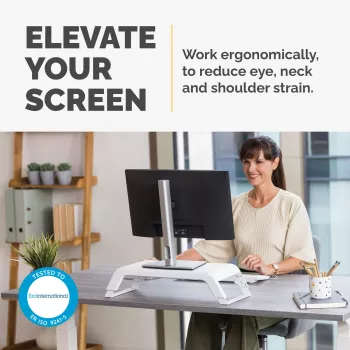 Fellowes Hana LT monitorio stovas su 3 aukščio reguliavimais – ergonomiškas reguliuojamas stovas kompiuteriui – maks. svoris 22,6 kg – baltas