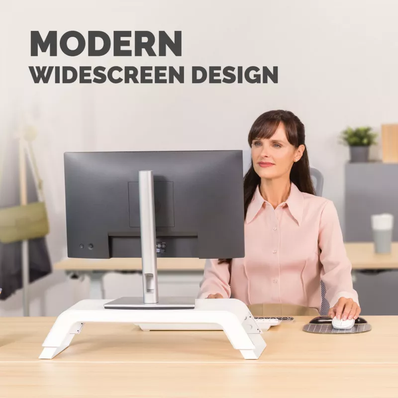 Fellowes Hana LT monitorio stovas su 3 aukščio reguliavimais – ergonomiškas reguliuojamas stovas kompiuteriui – maks. svoris 22,6 kg – baltas