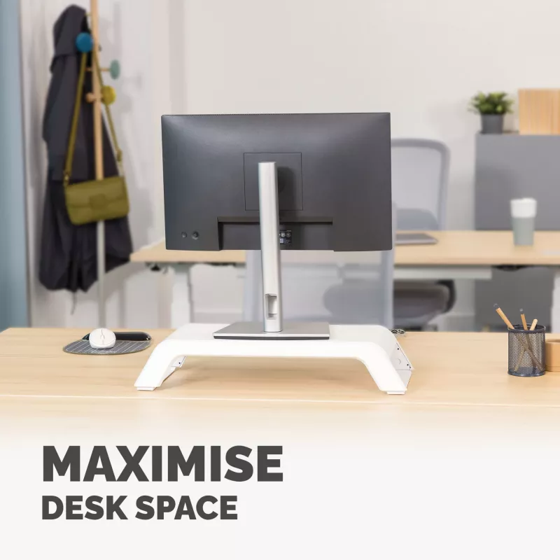 Fellowes Hana LT monitorio stovas su 3 aukščio reguliavimais – ergonomiškas reguliuojamas stovas kompiuteriui – maks. svoris 22,6 kg – baltas
