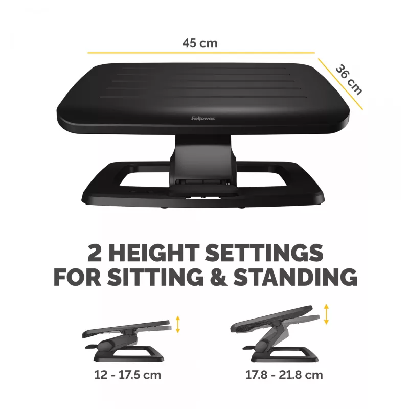 Pėdų atrama Fellowes Hana LT – ergonomiška pėdų atrama biurui ir namams, juoda