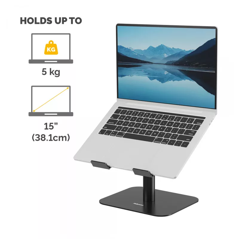 Fellowes Alumia stovas nešiojamam kompiuteriui, juodas, iki 15 colių, 5 kg