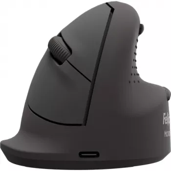 Fellowes Breyta Plus+ vertikali pelė – maža, dešinei rankai, vertikalus dizainas, optinė, Bluetooth + USB Type-C, 2400 DPI, juoda
