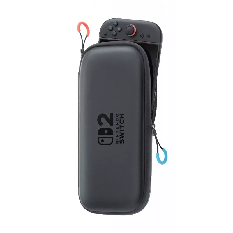 Nintendo Switch 2 nešiojimo dėklas ir ekrano apsauga, kietas korpusas, Nintendo, juoda, Nintendo Switch 2, užtrauktukas, 142 mm